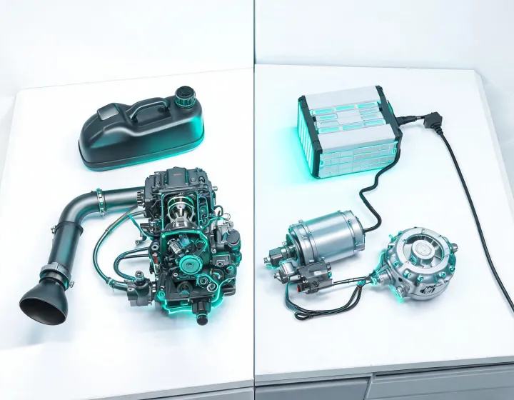 Gasoline and electric moped powertrain comparison